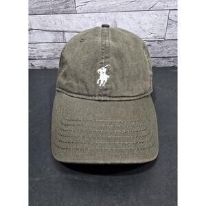 Polo Ralph Lauren Chino Ball Cap Hat Olive Green White Pony Strapback